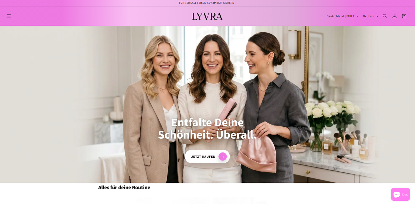 LYVRA E-Commerce Website Vorschau